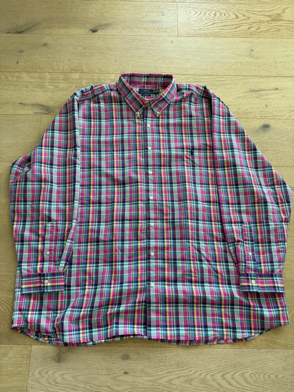 Polo Ralph Lauren Men's Big &‎ Tall Plaid Performance Shirt Pink Navy 3XB Nylon
